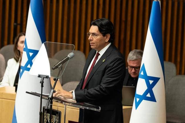 September 30, 2025, Bronx, New York, USA: Ambassador Danny Danon of Israel speaks during commemoration ceremony at UN Headquarters in New York, NY on September 30, 2025 to mark horrific terrorist attack of October 7 by Hamas. Focus of ceremony was to honor the women who stepped forward when the world stood still. Bronx USA - ZUMAr339 20250930_znp_r339_032 Copyright: xLevxRadinx