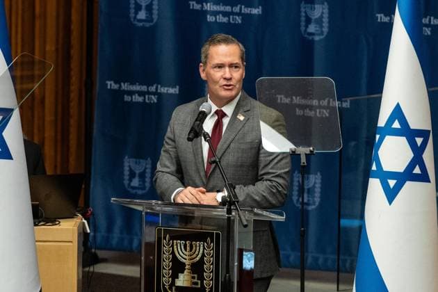 September 30, 2025, Bronx, New York, USA: Ambassador Michael Waltz speaks during commemoration ceremony at UN Headquarters in New York, NY on September 30, 2025 to mark horrific terrorist attack of October 7 by Hamas. Focus of ceremony was to honor the women who stepped forward when the world stood still. Bronx USA - ZUMAr339 20250930_znp_r339_040 Copyright: xLevxRadinx