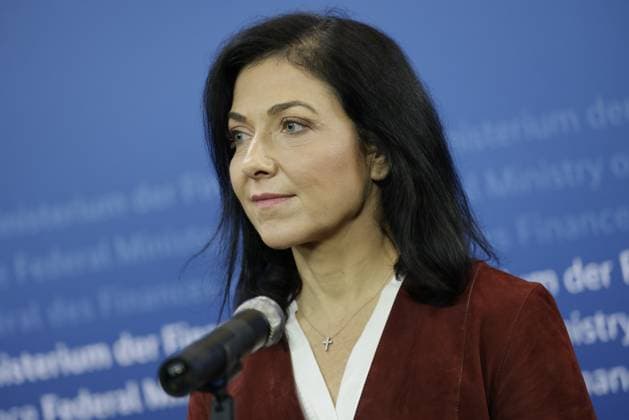 Bundeswirtschaftsministerin Katherina Reiche, Deutschland, Berlin, Auftaktstatement von Bundesfinanzminister Lars Klingbeil, Bundeswirtschaftsministerin Katherina Reiche, Bundesarbeitsministerin Bärbel Bas, der Vorsitzenden des Deutschen Gewerkschaftsbundes, Yasmin Fahimi, und dem 2. Vorsitzenden der IG Metall, Jürgen Kerner, Thema:Stahlgespräch mit Betriebsräten und Gewerkschaften