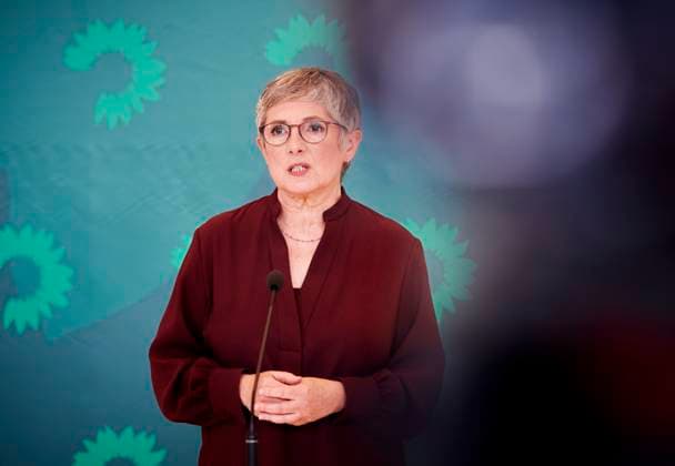 Britta Haßelmann EUR, Deutschland, Berlin, 07.10.2025: Pressestatement von Britta Haßelmann Vorsitzende der Bundestagsfraktion B90 Die Grünen im Bundestag.
