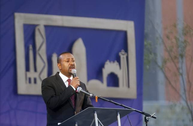 Inauguration ceremony of Meskel Square in Ethiopia ADDIS ABABA, ETHIOPIA - JUNE 13: Prime Minister of Ethiopia, Abiy Ahmed speaks during the inauguration ceremony of Meskel Square in Addis Ababa, Ethiopia on June 13, 2021. Addis Abeba Ethiopia. Editorial use only. Please get in touch for any other usage.  Copyright: x2025xAnadoluxMinassexWondimuxHailux