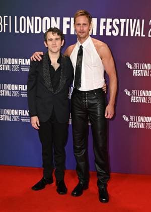 Harry Melling and Alexander Skarsgard attends Pillion Premiere during the BFI London Film Festival, at the Southbank Centre, Royal Festival Hall in London, England. UK. Saturday 18th October 2025 Copyright: xJamesxWarrenx LFF- PILLION 6