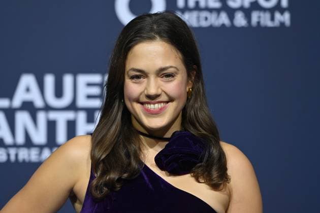 Katharina SCHEUBA (Schauspielerin), Einzelbild,angeschnittenes Einzelmotiv,Portraet,Portrait,Porträt. Roter Teppich,Blauer Panther TV und Streaming Award 2025 am 22.10.2025 in der BMW Welt Muenchen.