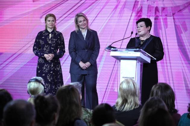 Deputy Chairperson of the Verkhovna Rada of Ukraine and co-founder of the Ukrainian Women’s Congress Olena Kondratiuk, Member of Parliament and co-founder of the Ukrainian Women’s Congress Mariia Ionova, and co-founder and director of the Ukrainian Women’s Congress Svitlana Voitsekhovska (L to R) attend the Ukrainian Women’s Congress 2025, held this year under the slogan The Courage to Be Yourself, Kyiv, Ukraine, on October 23, 2025 (Photo by Yuliia Ovsiannikova Ukrinform) Ukrainian Women’s Congress 2025 held in Kyiv  Copyright: xYuliiaxOvsiannikovax