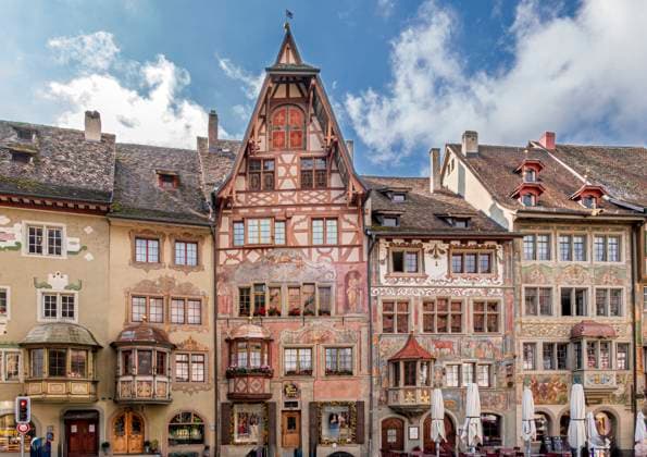 Historische Gebäude in der Altstadt von Stein am Rhein, Kanton Schaffhausen, Schweiz, Europa Historische Gebäude in der Altstadt von Stein am Rhein, Kanton Schaffhausen, Schweiz