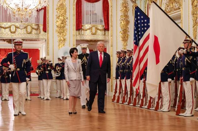 U.S. President Donald Trump attends a bilateral summit with Japanese Prime Minister Sanae Takaichi at the State Guest House in Tokyo, on Tuesday, October 28, 2025. Photo via Prime Minister s Office of Japan  WAX2025102814 PRIMExMINISTER SxOFFICExOFxJAPAN
