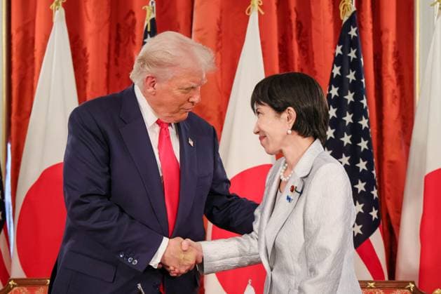 U.S. President Donald Trump attends a bilateral summit with Japanese Prime Minister Sanae Takaichi at the State Guest House in Tokyo, on Tuesday, October 28, 2025. Photo via Prime Minister s Office of Japan  WAX2025102824 PRIMExMINISTER SxOFFICExOFxJAPAN