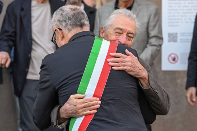 Robert De Niro recieves the Capitoline Wolf Robert De Niro arrived in the capital today for a two-day celebration combining cinema, culture, and luxury hospitality. Pictured is the actor at the Capitoline Hill, where he will receive an official award the Capitoline Wolf. Pictured is Robert De Niro with Rome Mayor Roberto Gualtieri on Nov 6th 2025, Credit:Maria Laura Antonelli AGF Avalon Italia, Roma  Copyright: xMariaxLauraxAntonelli AGFx xAvalonx 1050749228