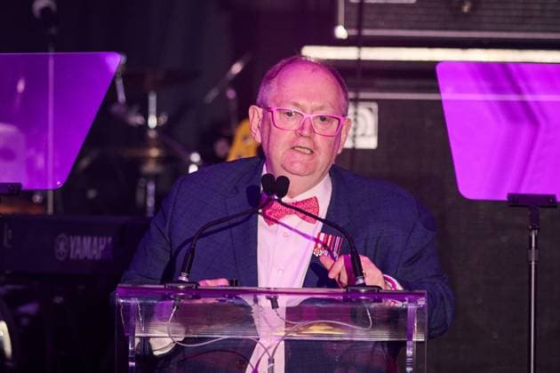 November 6, 2025, Toronto, On, Canada: Human rights advocate Douglas Elliott speaks at the 2025 PTP Pink Awards in Toronto, on Thursday, Nov. 6, 2025. Toronto Canada  - ZUMAc35_ 20251106_zaf_c35_225 Copyright: xSammyxKoganx