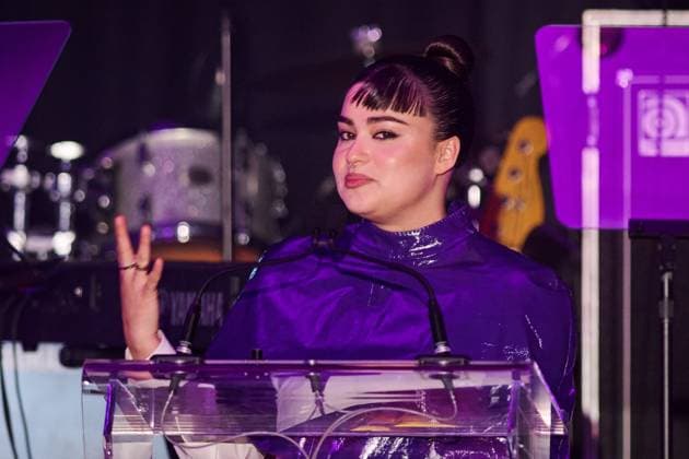 November 6, 2025, Toronto, On, Canada: Actress Devery Jacobs speaks at the 2025 PTP Pink Awards in Toronto, on Thursday, Nov. 6, 2025. Toronto Canada  - ZUMAc35_ 20251106_zaf_c35_231 Copyright: xSammyxKoganx