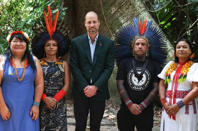 The Prince of Wales Attends COP30 07 11 2025. BelÃ m, Brazil. The Prince of Wales meets with Indigenous Peoples at Museu Emilio Goeldi. The Prince met Joenia Wapichana, a former politician and President of the National Association for Indigenous Peoples. His Royal Highness then joined a conversation with five Indigenous Peoples representatives and leaders, who come from many different parts of Brazil and represent the different cultures and biomes of Brazil., Credit:Pete Maclaine Avalon Brazil, BelÃ m  Copyright: xPetexMaclainex xAvalonx 1051008893