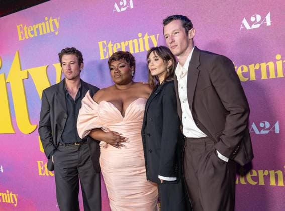 November 8, 2025, Bronx, New York, USA: Miles Teller, Da Vine Joy Randolph, Elizabeth Olsen and Callum Turner attend Eternity premiere at Regal Union Square in New York, NY on November 8, 2025. Bronx USA - ZUMAr339 20251108_znp_r339_069 Copyright: xLevxRadinx