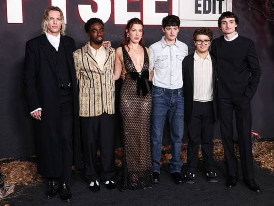 Netflix FYSEE: The Fall Edit - Stranger Things Season 5 FYC Event English actor and singer Jamie Campbell Bower, American actor, singer, and dancer Caleb McLaughlin, British actress and producer Millie Bobby Brown, Canadian-American actor and entrepreneur Noah Schnapp, American actor and singer Gaten Matarazzo and Canadian actor, musician, director, and recording artist Finn Wolfhard arrive at the Netflix FYSEE: The Fall Edit - Stranger Things Season 5 FYC (For Your Consideration) Event held at the Netflix Tudum Theater in Hollywood, Los Angeles, California, United States. Netflix Tudum Theater, Hollywood, Los Angeles, California, USA California United States Copyright: xImagexPressxAgencyx originalFilename: collin-netflixf251109_npOfr.jpg