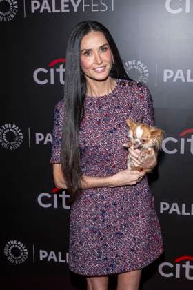 November 9, 2025, New York, United States: Demi Moore holding her dog Pilaf attends Paramount+ s Landman during PaleyFest NY 2025 at The Paley Museum. New York United States - ZUMAs197 20251109_aaa_s197_529 Copyright: xRonxAdarx
