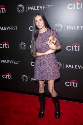 November 9, 2025, New York, United States: Demi Moore holding her dog Pilaf attends Paramount+ s Landman during PaleyFest NY 2025 at The Paley Museum. New York United States - ZUMAs197 20251109_aaa_s197_547 Copyright: xRonxAdarx