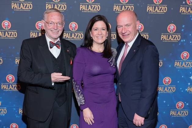 07.11.2025, Hans-Peter Wodarz, Katharina Günther-Wünsch und Kai Wegner zur Palazzo Gala-Premiere 2025, Spiegelpalast am Bahnhof Zoo, Berlin, Berlin