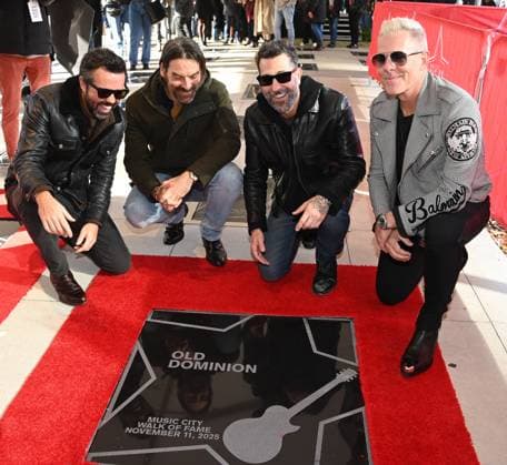 2025 Music City Walk of Fame Induction Ceremony Brad Tursi, Geoff Sprung, Matthew Ramsey and Trevor Rosen of Old Dominion at the 2025 Music City Walk of Fame Induction Ceremony held at Music City Walk of Fame Park on November 11, 2025 in Nashville, TN Nashville Music City Walk of Fame Park Tennessee USA Copyright: xTammiexArroyox xAFF-USA.comx