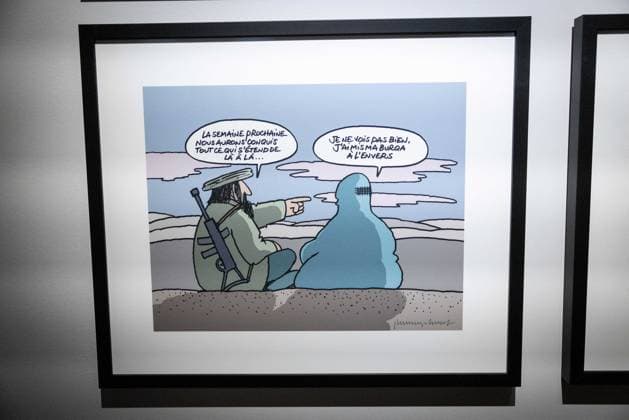Exhibition of Philippe Geluck - Paris AJ This photo is an illustration showing the corridors, paintings, drawings, Statue statues and artworks of the exhibition during the opening of the exhibition (vernissage) of Philippe Geluck, author of the comic book (Bande dessinee, BD, Livre) strip Le Chat at the Maillol Museum in Paris, France on November 12, 2025. Photo by Alexis Jumeau ABACAPRESS.COM Paris France  Copyright: xJumeauxAlexis ABACAx
