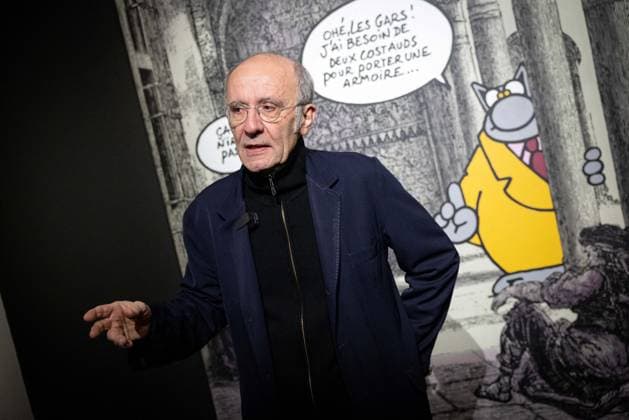 Exhibition of Philippe Geluck - Paris AJ Portrait of Philippe Geluck during the opening of the exhibition (vernissage) of Philippe Geluck, author of the comic book (Bande dessinee, BD, Livre) strip Le Chat at the Maillol Museum in Paris, France on November 12, 2025. Photo by Alexis Jumeau ABACAPRESS.COM Paris France  Copyright: xJumeauxAlexis ABACAx