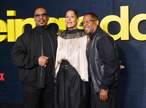 Eddie Murphy, Tracee Ellis Ross and Martin Lawrence (L-R) attend the premiere of Netflix s biographical documentary Being Eddie at the Tudum Theater Los Angeles on Wednesday, November 12, 2025. Storyline: Follows a comprehensive look at Eddie Murphy s life and career.  LAP2025111208 JIMxRUYMEN