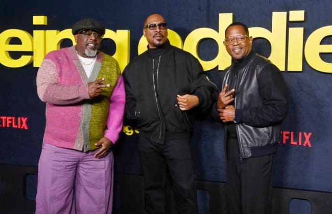 Cedric the Entertainer, Eddie Murphy and Martin Lawrence (L-R) attend the premiere of Netflix s biographical documentary Being Eddie at the Tudum Theater Los Angeles on Wednesday, November 12, 2025. Storyline: Follows a comprehensive look at Eddie Murphy s life and career.  LAP2025111210 JIMxRUYMEN