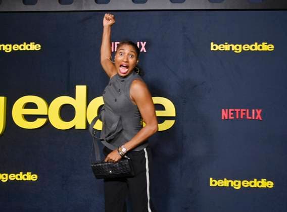 Angel McCoughtry attends the premiere of Netflix s biographical documentary Being Eddie at the Tudum Theater Los Angeles on Wednesday, November 12, 2025. Storyline: Follows a comprehensive look at Eddie Murphy s life and career.  LAP2025111223 JIMxRUYMEN