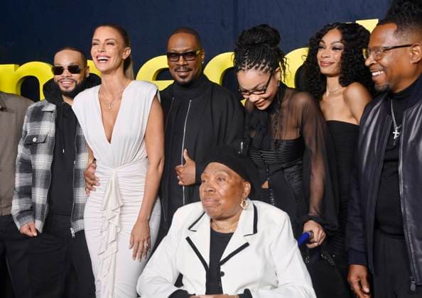 Eric Murphy, Paige Butcher, Eddie Murphy, Bella Murphy, Shayne Audra Murphy and Martin Lawrence (L-R) attend the premiere of Netflix s biographical documentary Being Eddie at the Tudum Theater Los Angeles on Wednesday, November 12, 2025. Storyline: Follows a comprehensive look at Eddie Murphy s life and career.  LAP2025111230 JIMxRUYMEN