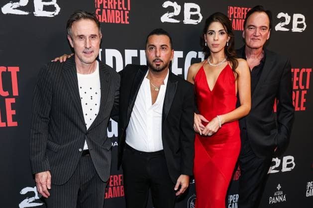 Los Angeles Premiere Of Saban Films The Perfect Gamble LOS ANGELES, CALIFORNIA, USA - NOVEMBER 12: American actor, producer, and retired professional wrestler David Arquette, Danny A. Abeckaser, Israeli singer and model-actress Daniella Pick Tarantino and American director, actor, and author Quentin Tarantino arrive at the Los Angeles Premiere Of Saban Films The Perfect Gamble held at the Harmony Gold Theater on November 12, 2025 in Los Angeles, California, United States., Credit:Kay Qiao Avalon United States, California, Los Angeles, Harmony Gold Theater Copyright: xKayxQiaox xAvalonx 1052168801