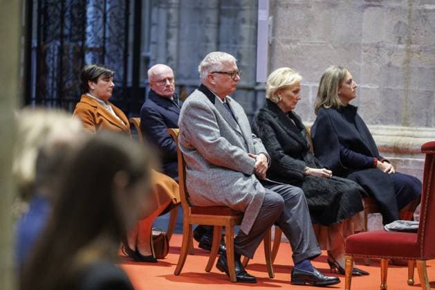 Prince Laurent of Belgium, Princess Astrid of Belgium and Princess Claire of Belgium pictured during the Te Deum mass, on the occasion of the King s Feast, at the Saint Michael and St Gudula Cathedral (Cathedrale Saints Michel et Gudule Sint-Michiels- en Sint-Goedelekathedraal) in Brussels on Saturday 15 November 2025.  NICOLASxMAETERLINCK 141731879