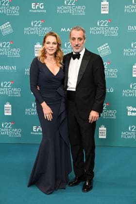 Monk, Italy: Monte Carlo, 22nd Monte Carlo Film Festival De La ComÃ die. Red carpet awards ceremony. Pictured: Claudia Gerini, Riccardo Sangiuliano Monk Italy  - ZUMAp169 20251115_zea_p169_691 Copyright: xManuelexMangiarottix