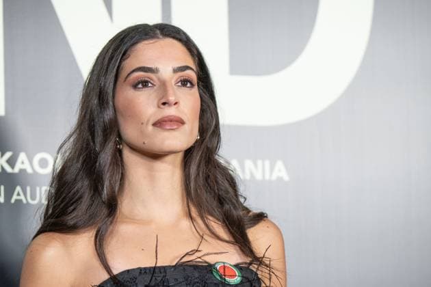 November 18, 2025, Madrid, Spain: Saja Kilani poses during the premiere for the film La Voz de Hind , at the Palacio de la Prensa, in Madrid. Madrid Spain - ZUMAs197 20251118_aab_s197_042 Copyright: xAtilanoxGarciax