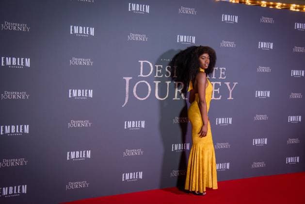 November 18, 2025, London, United Kingdom: Athena Gilbert attends the London Premiere of Desperate Journey at Odeon Luxe Leicester Square. London United Kingdom - ZUMAs197 20251118_aaa_s197_203 Copyright: xLoredanaxSangiulianox