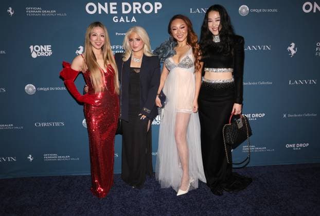 One Drop Gala 2025 18 November 2025 . Los Angeles, California - Alice Aoki, Leah Qin, Melanie Uno At One Drop Gala 2025 held at Audrey Irmas Pavilion in Los Angeles., Credit:Sadou Faye Avalon United States, CA, Los Angeles, Audrey Irmas Pavilion  Copyright: xSadouxFayex xAvalonx 1053315891