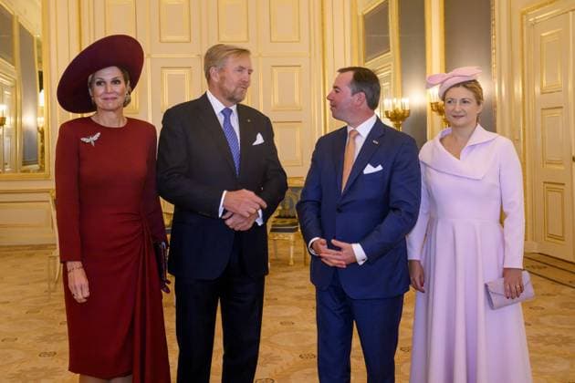 Den Haag, The Netherlands, 2025-11-19 11:57:35 THE HAGUE, 19-11-2025, Noordeinde Palace King Willem-Alexander and Queen Maxima receive Grand Duke Guillaume and Grand Duchess StÃ phanie of Luxembourg for a one-day visit with a lunch at Noordeinde Palace PHOTO: NLBeeld Patrick van Emst Credit: NL Beeld Patrick van Emst  Copyright: xx x