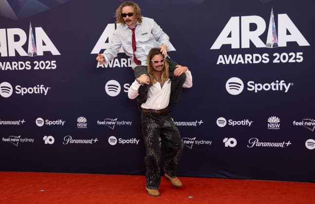 ARIA AWARDS 2025, Alex Gray and Oliver Critchley of Hellcat Speedracer during the 2025 ARIA Awards at Hordern Pavilion in Sydney, Wednesday, November 19, 2025. ( NO ARCHIVING SYDNEY NEW SOUTH WALES AUSTRALIA  Copyright: xSITTHIXAYxDITTHAVONGx 20251120142669782472