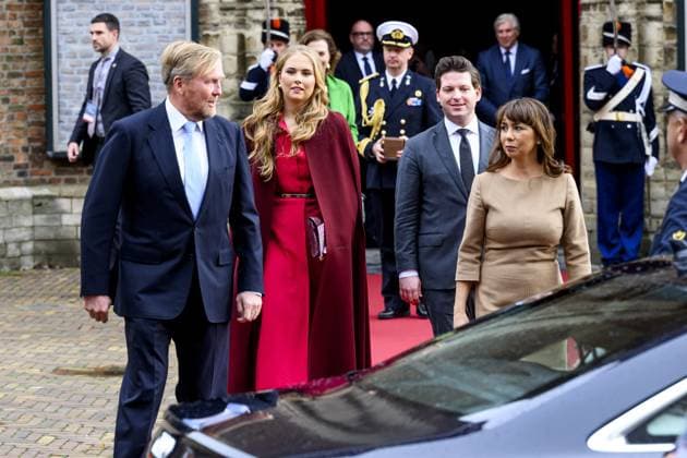King and Princess Amalia at Special Joint Meeting of the States General, Den Haag, The Netherlands , Grote Kerk (Great Church) King Willem-Alexander and Princess Amalia of Orange attend a Special Joint Session of the Senate and House of Representatives in the Grote Kerk (Great Church) in The Hague. November 20 marks exactly eighty years since parliament first convened jointly after World War II. The Hague, Netherlands on November 20, 2025. Photo by Bruno Press ABACAPRESS.COM  Copyright: xBrunoxPress ABACAx