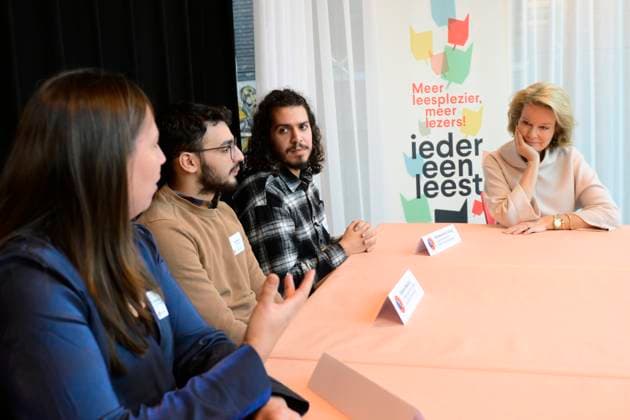 Queen Mathilde Visits The Kubus Youth Library ANTWERPEN, BELGIUM - NOVEMBER 21: Queen Mathilde of Belgium pictured visiting the Kubus Youth Library during the Reading Aloud Week on November 21, 2025 in Antwerpen, Belgium, 21 11 2025 Antwerpen Belgium  Copyright: xPhilipxReynaersx