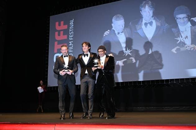 Turin Film Festival 2025, Opening Night - Awards Ceremony. Pictured: Spike Lee, Antonio Banderas, Giulio Base  Copyright: xMaurizioxD Avanzox xipa-agency.netx xDxAvanzo xMangiarottix IPA_Agency_IPA68227468