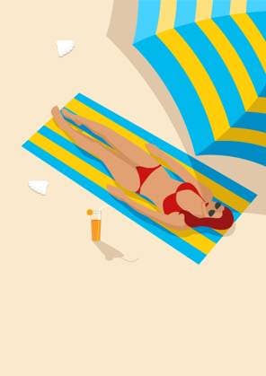 Graphic of a Woman Sunbathing Graphic illustration of a woman sunbathing, for relaxing, leisure, holiday and recreation theme Copyright: xrudall30x