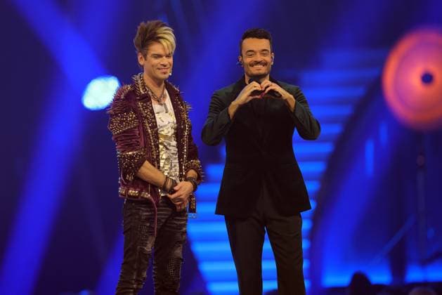 Die Giovanni Zarrella Show - Wir sagen Dankeschön Giovanni Zarrella und Chris Ehrlich. Die Giovanni Zarrella Show. ZDF-Live Sendung vom 22.11.2025 in der Baden-Arena Offenburg unter dem Motto Wir sagen Dankeschön. Offenburg, Baden-Württemberg, Deutschland.