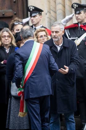Milan, Funeral of Ornella Vanoni in the church of San Marco in the Brera district. In the photo: Mayor Sala bids farewell to his son Cristiano.  Copyright: xFrancescoxEnriquezx xipa-agency.netx xPoolxEmanuelexDexCarlixexFrancesx IPA_Agency_IPA68336208