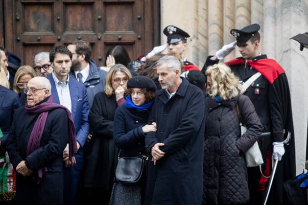 Milan, Funeral of Ornella Vanoni in the church of San Marco in the Brera district. In the photo: son Cristiano Ardenzi with his family.  Copyright: xFrancescoxEnriquezx xipa-agency.netx xPoolxEmanuelexDexCarlixexFrancesx IPA_Agency_IPA68336211