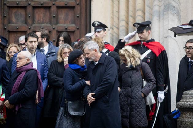 Milan, Funeral of Ornella Vanoni in the church of San Marco in the Brera district. In the photo: son Cristiano Ardenzi with his family.  Copyright: xFrancescoxEnriquezx xipa-agency.netx xPoolxEmanuelexDexCarlixexFrancesx IPA_Agency_IPA68336214
