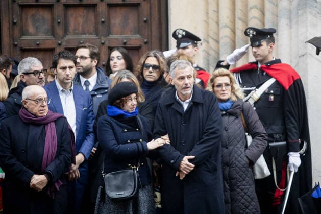 Milan, Funeral of Ornella Vanoni in the church of San Marco in the Brera district. In the photo: son Cristiano Ardenzi with his family.  Copyright: xFrancescoxEnriquezx xipa-agency.netx xPoolxEmanuelexDexCarlixexFrancesx IPA_Agency_IPA68336223