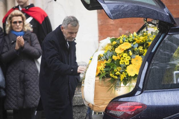 Milan, Ornella Vanoni s funeral in the church of San Marco in the Brera district. In the photo: her son Cristiano Ardenzi.  Copyright: xFrancescoxEnriquezx xipa-agency.netx xPoolxEmanuelexDexCarlixexFrancesx IPA_Agency_IPA68336253
