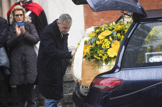 Milan, Ornella Vanoni s funeral in the church of San Marco in the Brera district. In the photo: her son Cristiano Ardenzi.  Copyright: xFrancescoxEnriquezx xipa-agency.netx xPoolxEmanuelexDexCarlixexFrancesx IPA_Agency_IPA68336254