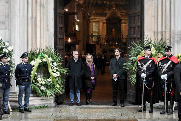 November 24, 2025, Milano, Mi, Italia: Cristiano Ardenzi, nephews Matteo , Camilla pictured during Ornella Vanoni s funeral in Milan Nov 24th 2025 Milano Italia  - ZUMAa289 20251124_zia_a289_057 Copyright: xNicolaxMarfisi Agfx