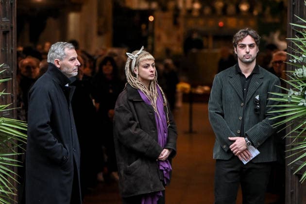 November 24, 2025, Milano, Mi, Italia: Cristiano Ardenzi, nephews Matteo , Camilla pictured during Ornella Vanoni s funeral in Milan Nov 24th 2025 Milano Italia  - ZUMAa289 20251124_zia_a289_059 Copyright: xNicolaxMarfisi Agfx