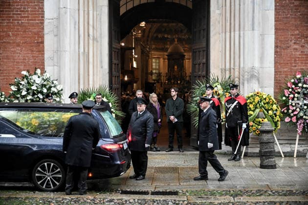 November 24, 2025, Milano, Mi, Italia: Cristiano Ardenzi, nephews Matteo , Camilla pictured during Ornella Vanoni s funeral in Milan Nov 24th 2025 Milano Italia  - ZUMAa289 20251124_zia_a289_061 Copyright: xNicolaxMarfisi Agfx