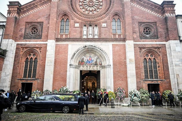 November 24, 2025, Milano, Mi, Italia: Cristiano Ardenzi, nephews Matteo , Camilla pictured during Ornella Vanoni s funeral in Milan Nov 24th 2025 Milano Italia  - ZUMAa289 20251124_zia_a289_062 Copyright: xNicolaxMarfisi Agfx